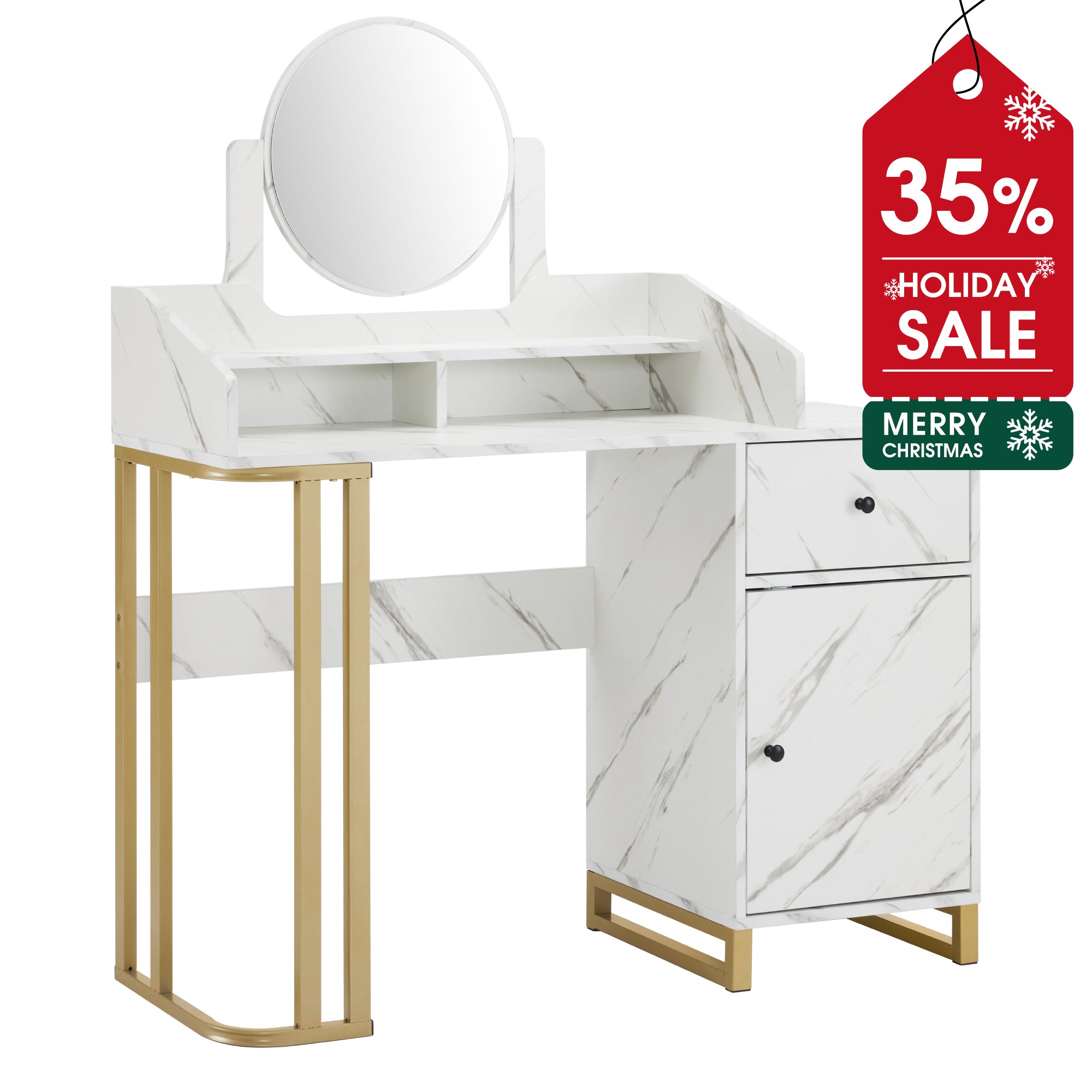 BarberPub Modern Vanity Desk, Dressing Table with Adjustable Mirror, Makeup Station for Dedroom 3388