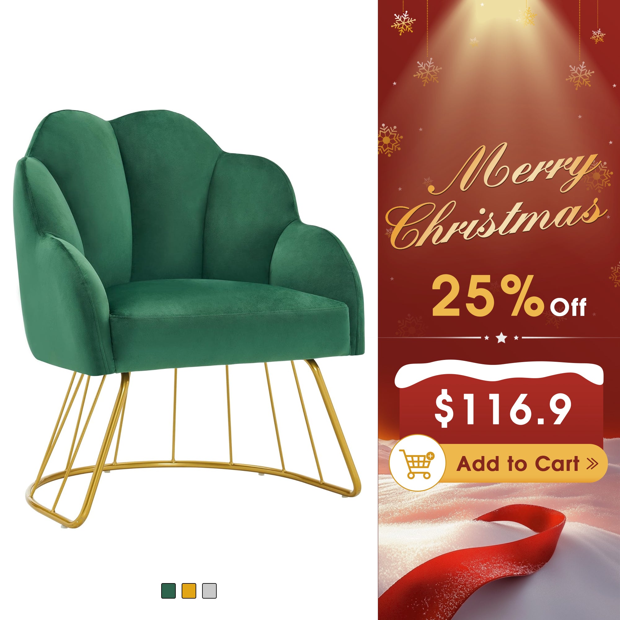 Beauty Nail Chair with Golden Support Leg, Home Dressing Makeup Armchair 3510