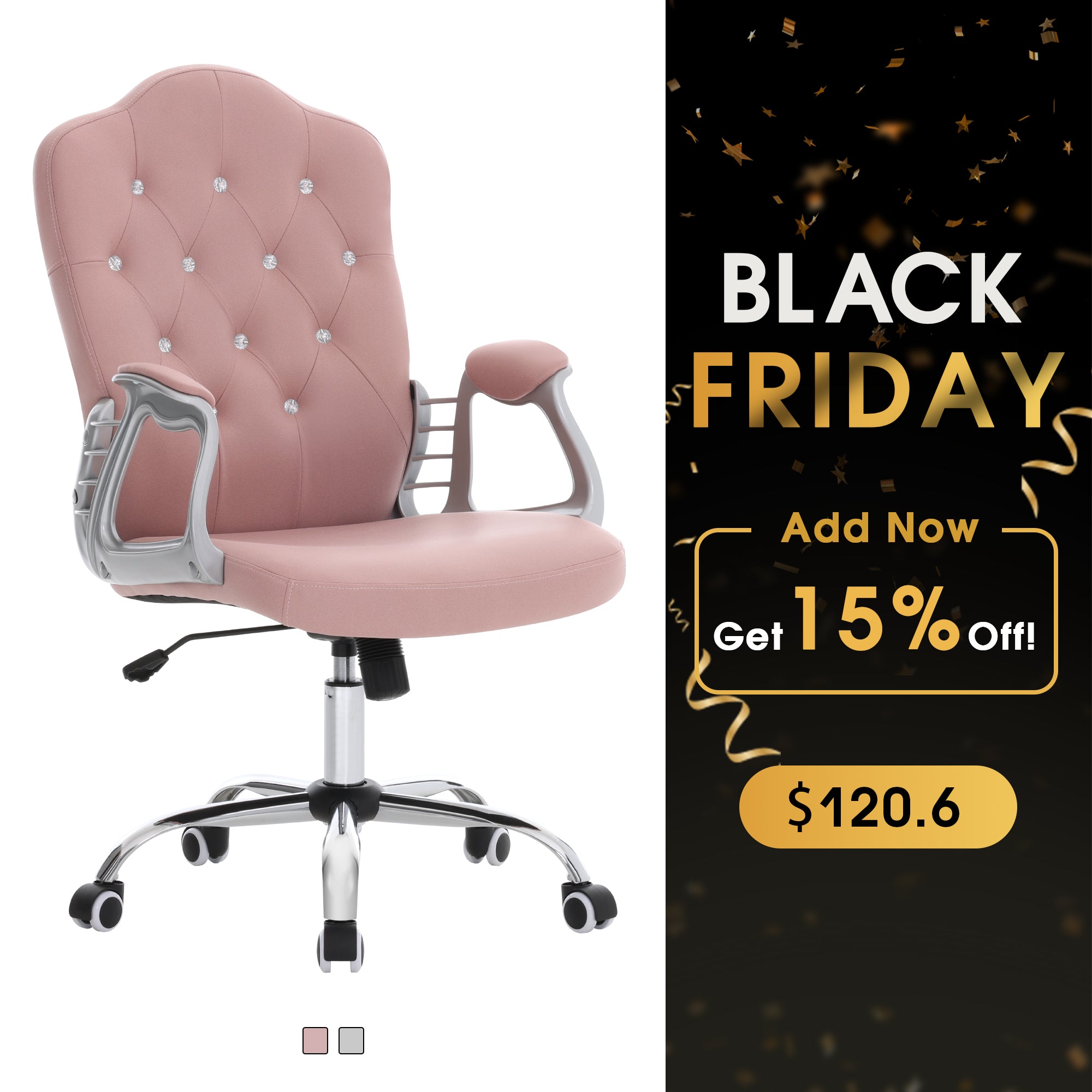 Height Adjustable Lumbar Support Nail Work Chair, Cute Swivel Rolling Makeup Chair 3535