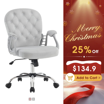 Comfy Nail Art Chair with Lumbar Support, Adjustable Home Office Chairs with 360° Swivel Wheels 3567