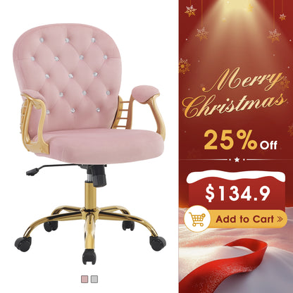 Comfy Nail Art Chair with Lumbar Support, Adjustable Home Office Chairs with 360° Swivel Wheels 3567