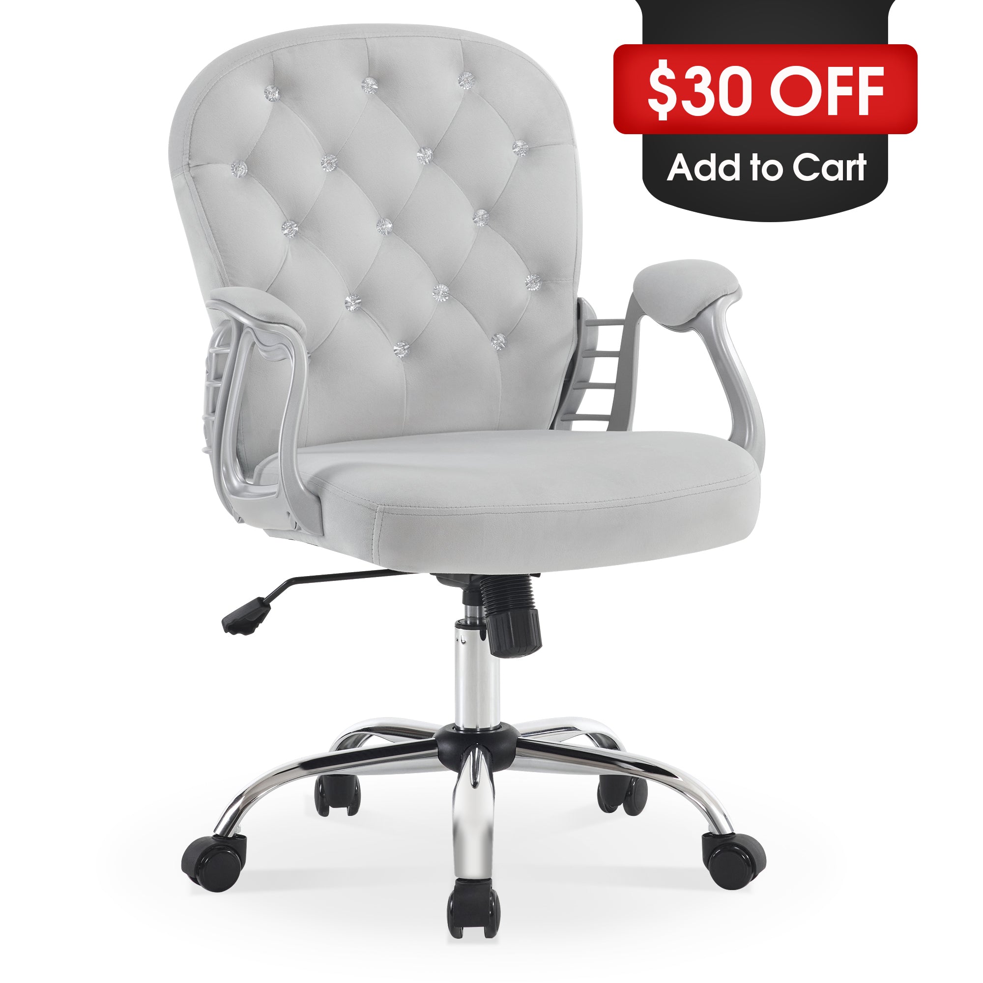 Comfy Nail Art Chair with Lumbar Support, Adjustable Home Office Chairs with 360° Swivel Wheels 3567