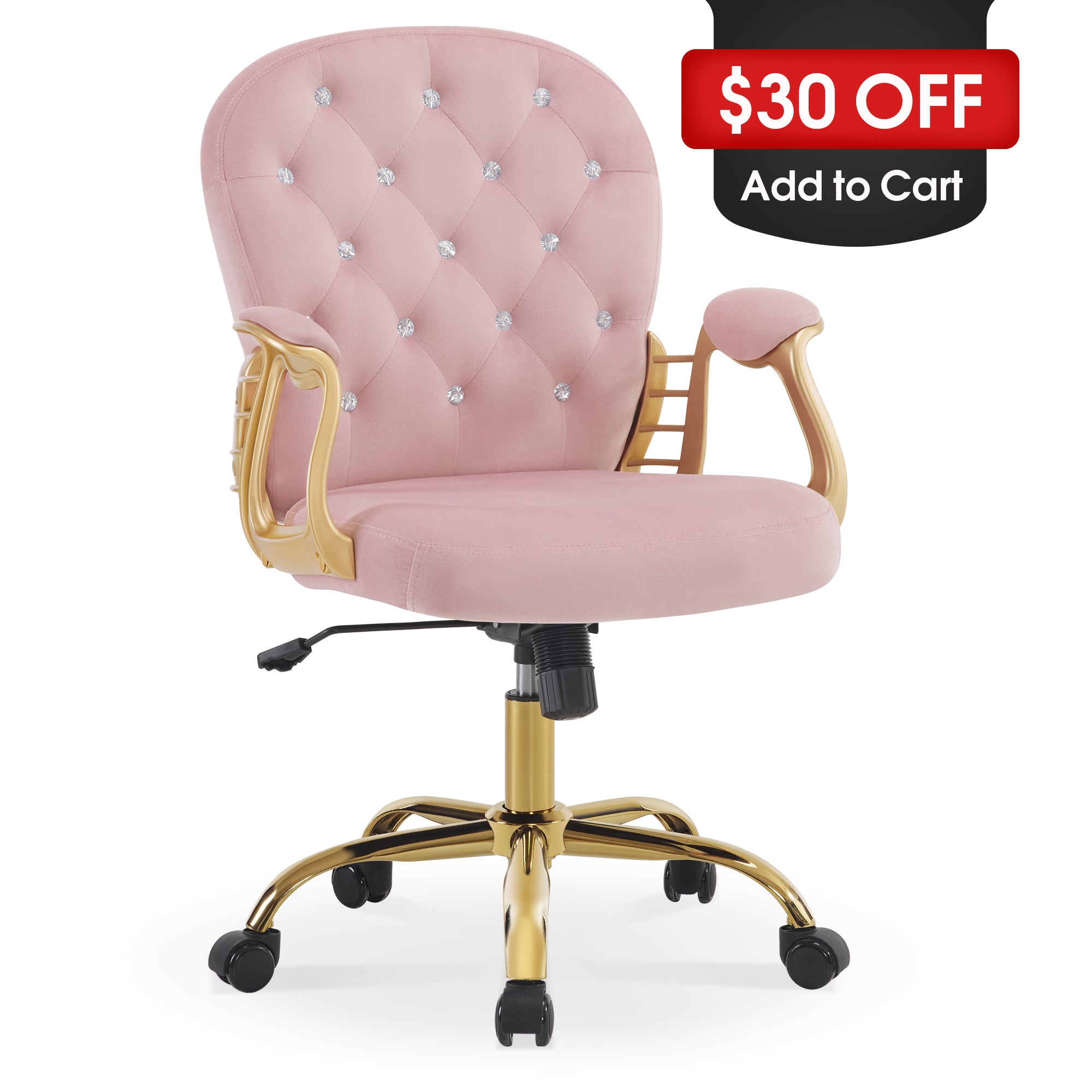 Comfy Nail Art Chair with Lumbar Support, Adjustable Home Office Chairs with 360° Swivel Wheels 3567