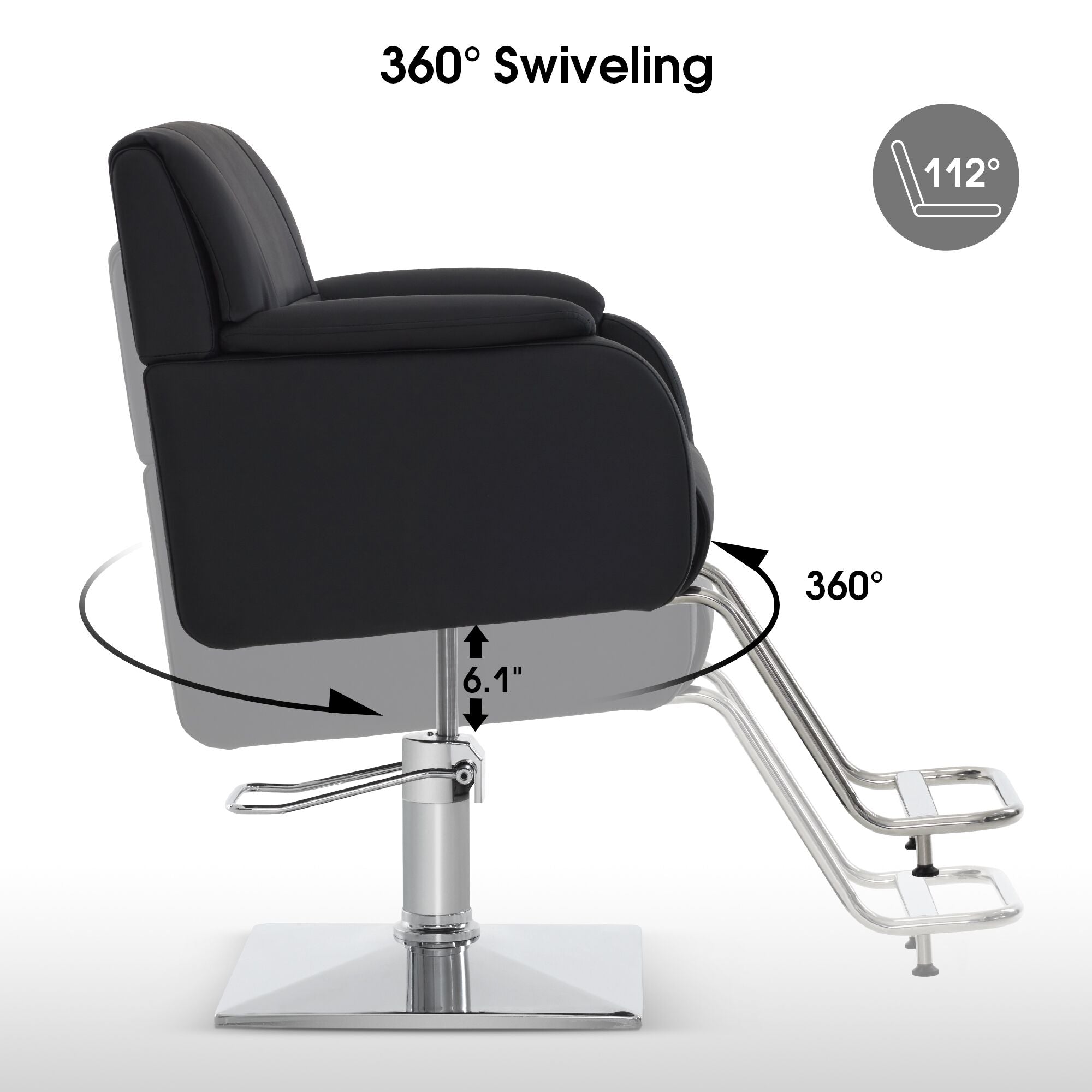 BarberPub Modern Salon Chair, Hydraulic Styling Barber Chair for Hair Stylist 8459