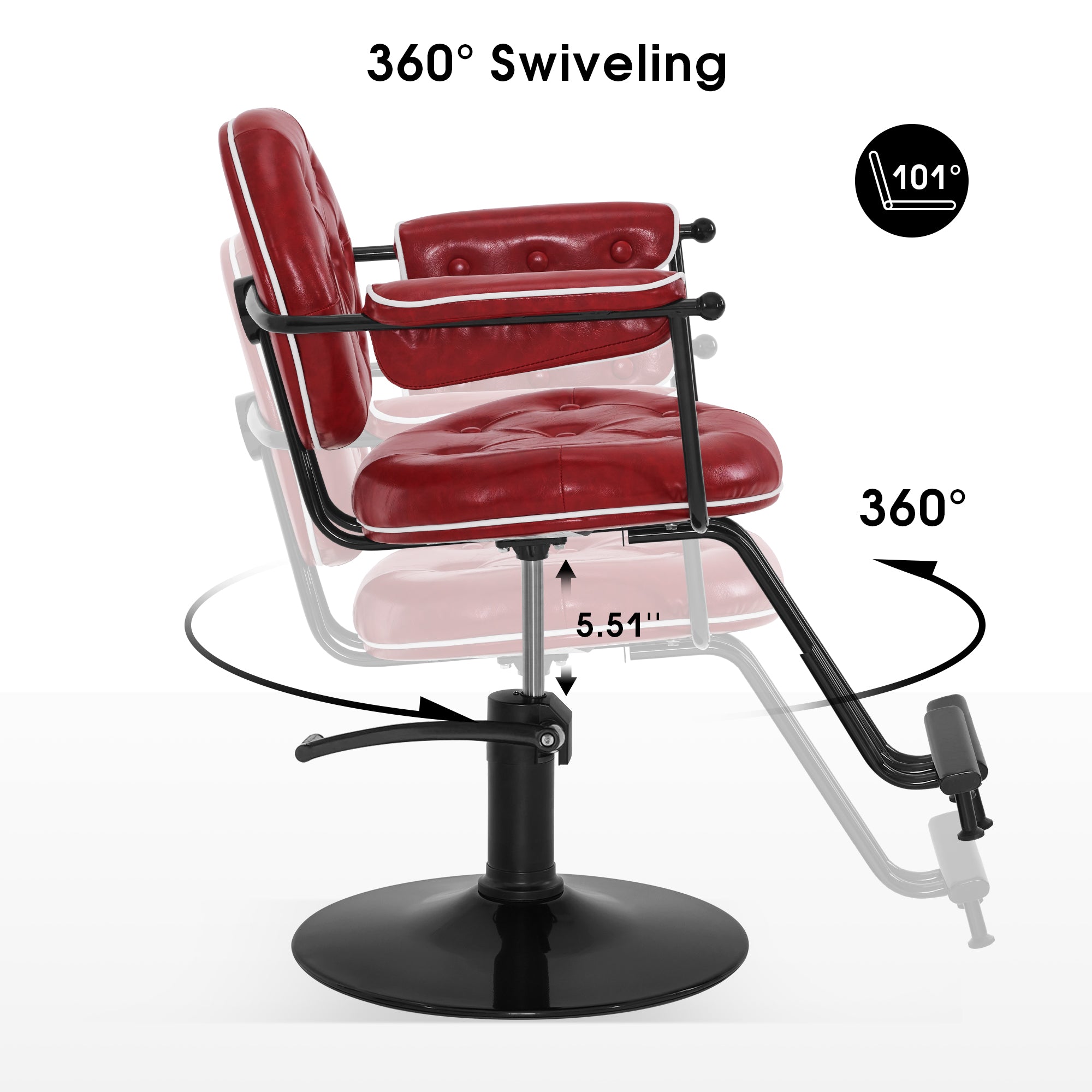 BarberPub Salon Hydraulic Styling Chair, Barber Chair for Home and Barbershop 8435