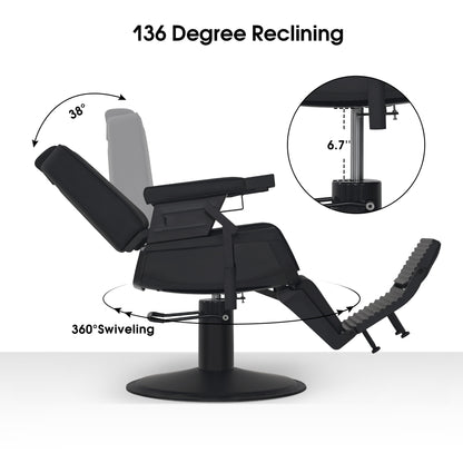 BarberPub All Purpose Barber Chair, Reclining Hydraulic Salon Chair with Headrest 3819