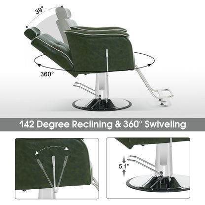 BarberPub Reclining Barber Chair for Hair Stylist, Hydraulic Hair Styling Salon Chair 9182