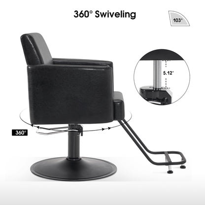 BarberPub Black Salon Chair, Barber Hydraulic Styling Chair for Hair Stylist 9412