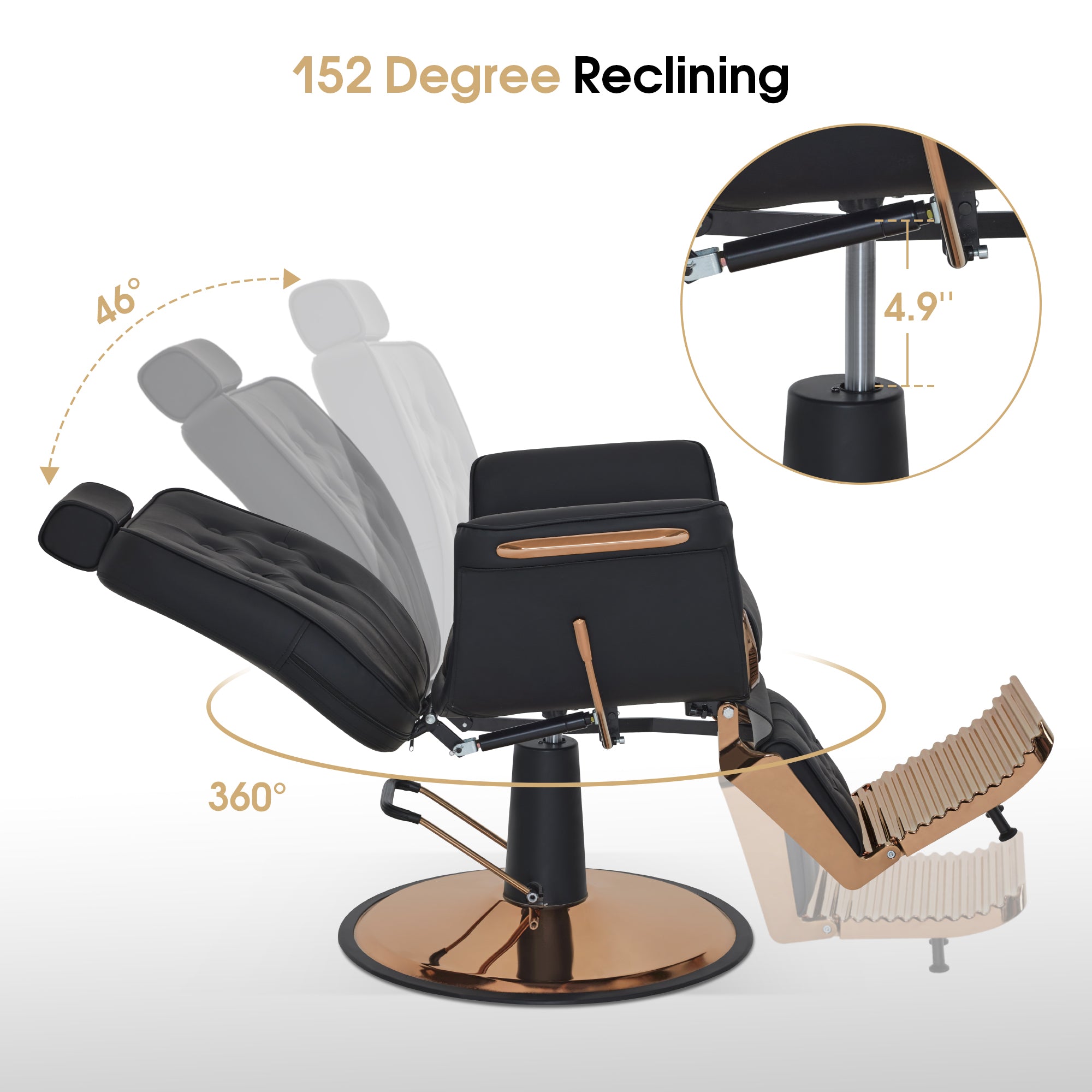 BarberPub Reclining Barber Chair, Hydraulic Styling Salon Chair for Hair Stylist 9246