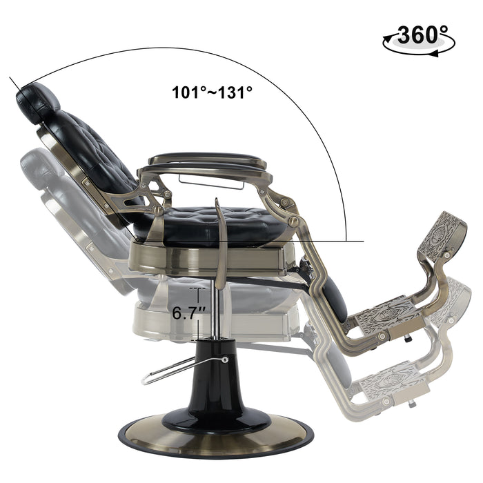 BarberPub Heavy Duty Metal Vintage Barber Chair All Purpose Hydraulic Recline Salon Beauty Spa Chair Styling Equipment 8914