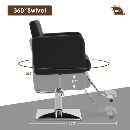 BarberPub Styling Salon Chair for Hair Stylist, Black Hydraulic Barber Chair 3805