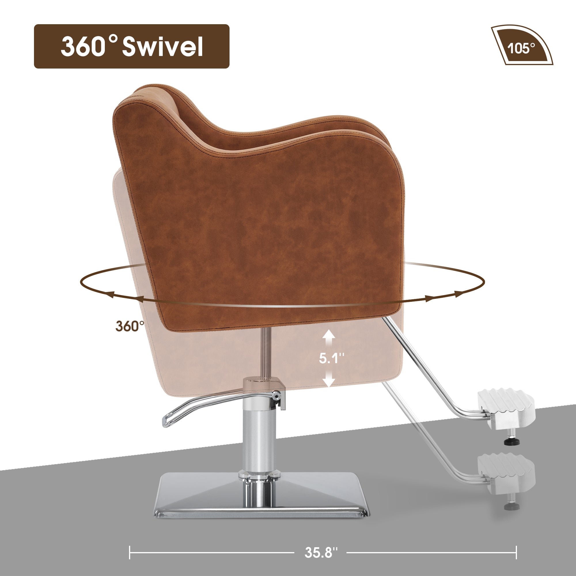BarberPub Salon Chair for Hair Stylist, Hydraulic Barber Styling Chair