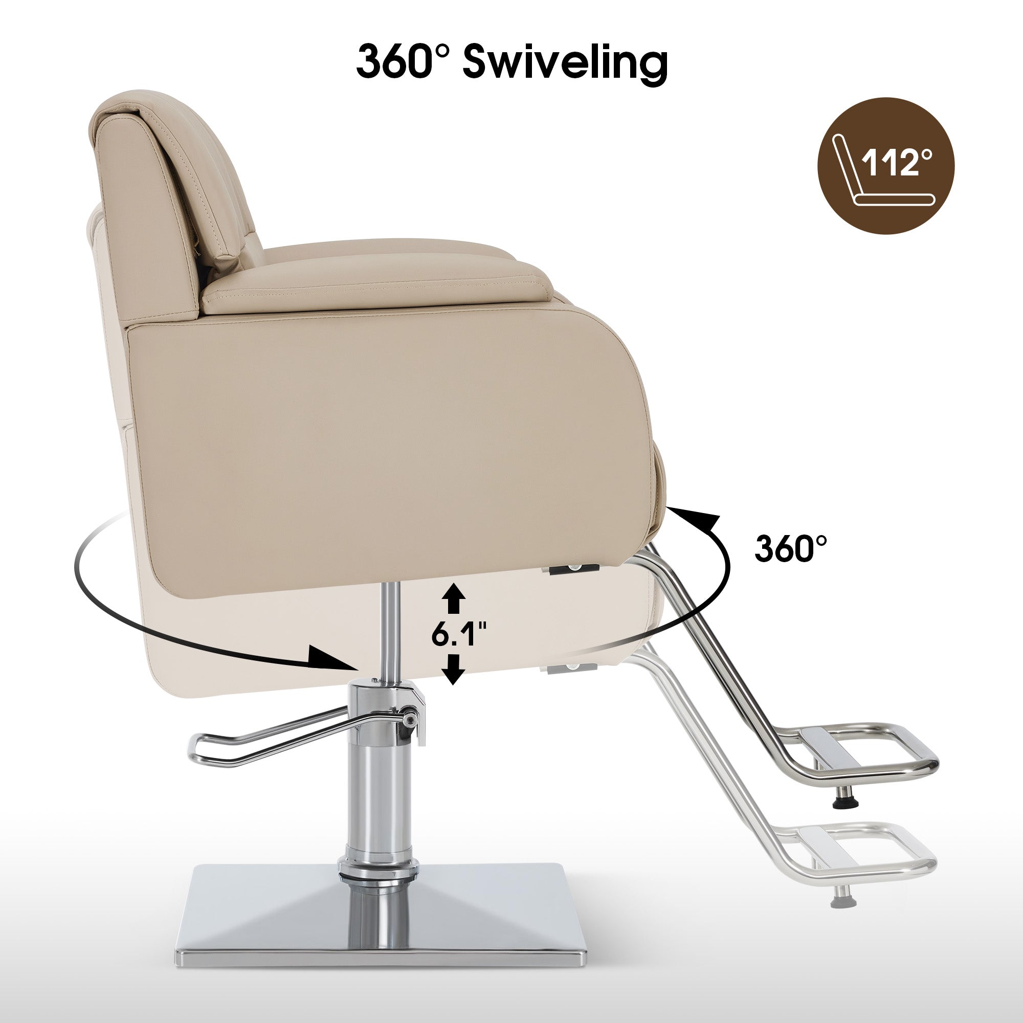 BarberPub Modern Salon Chair, Hydraulic Styling Barber Chair for Hair Stylist 8459