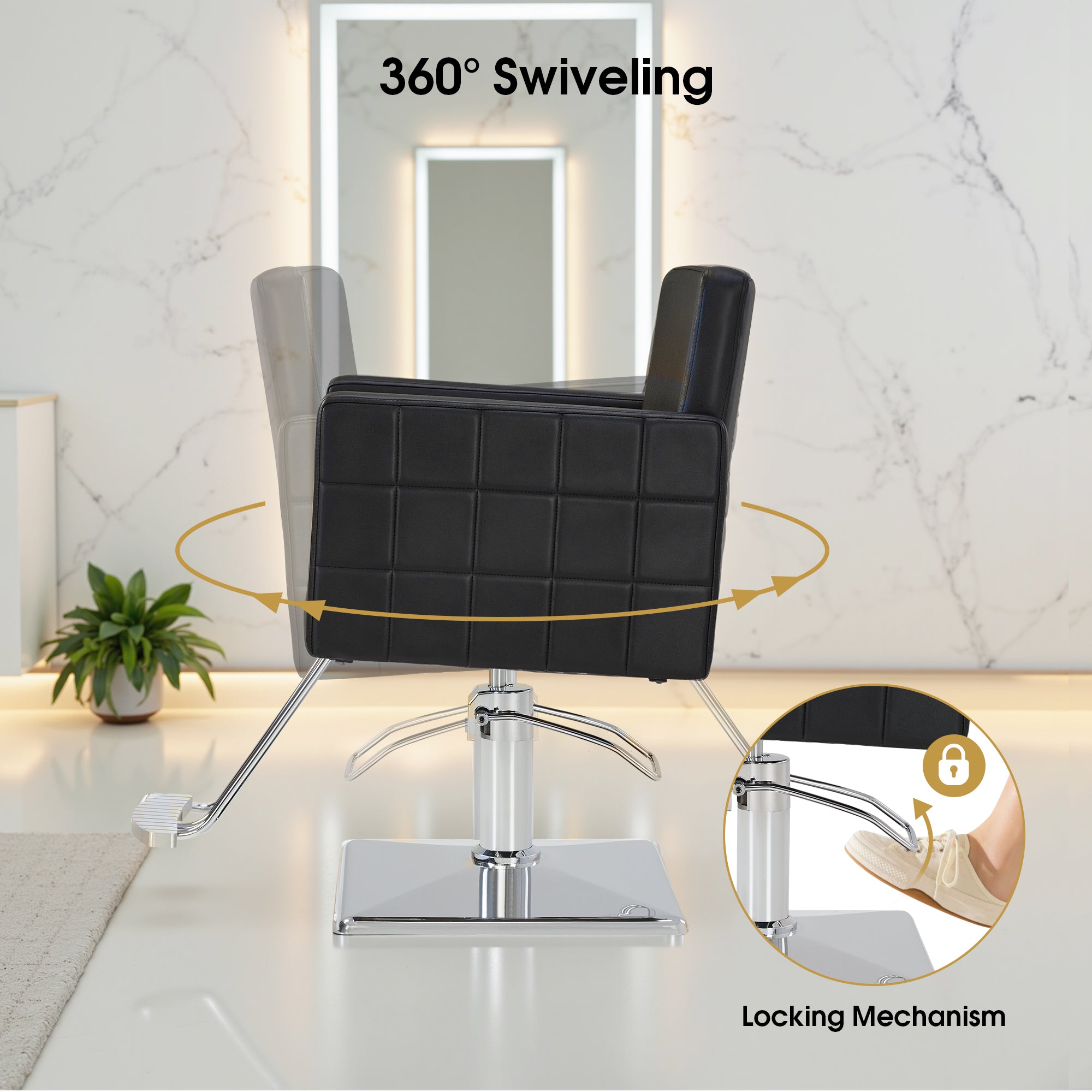 BarberPub Styling Salon Chair for Hair Stylist, Hydraulic Home Salon C