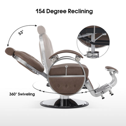 BarberPub Barber Chair,Professional Reclining Salon Chair for Hair Stylist 8649