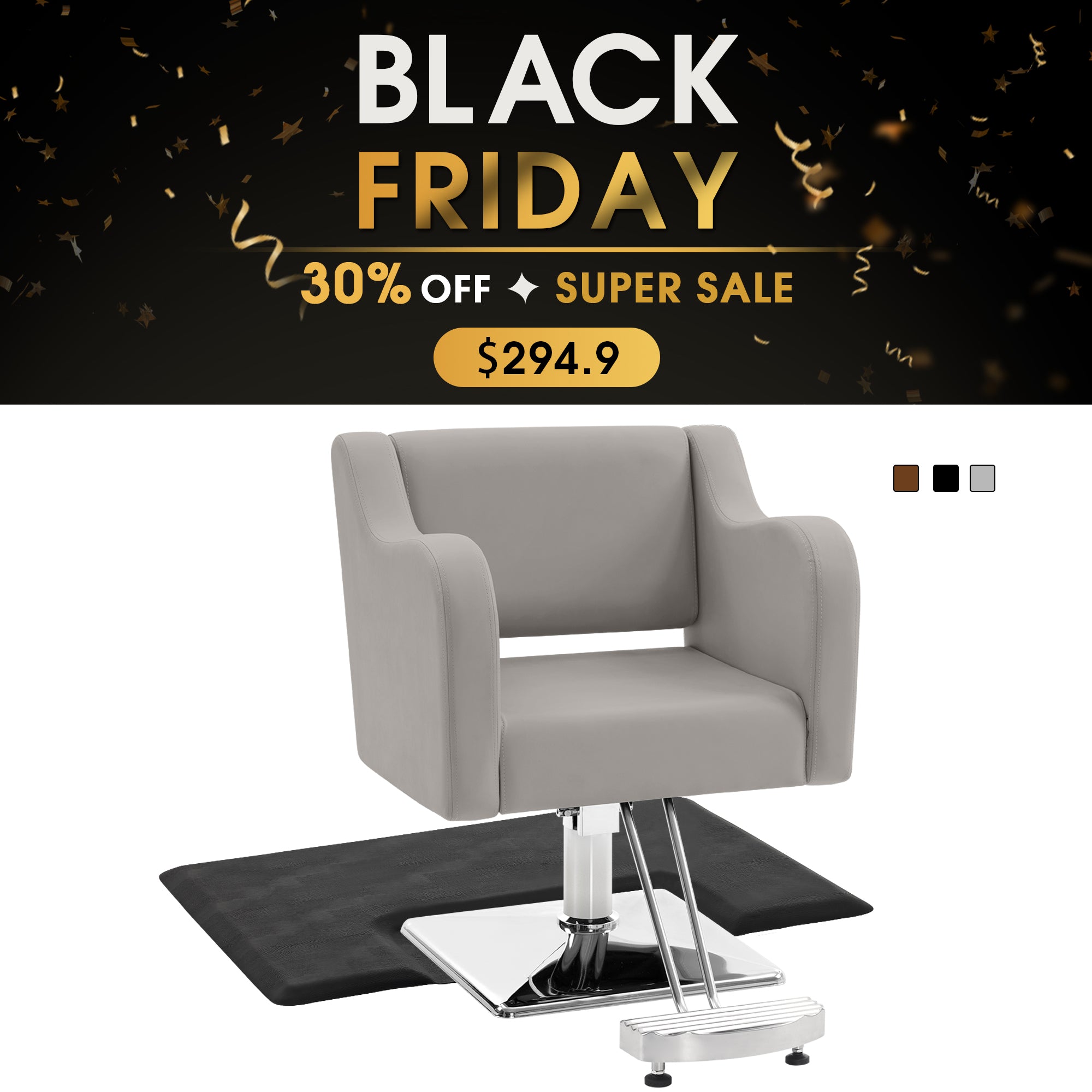 Salon Chair 3802 & Anti-Fatigue Mat 0030 Set - Professional Hydraulic Salon Chair with Ergonomic  Salon Mat, Ideal for Barbers & Stylists