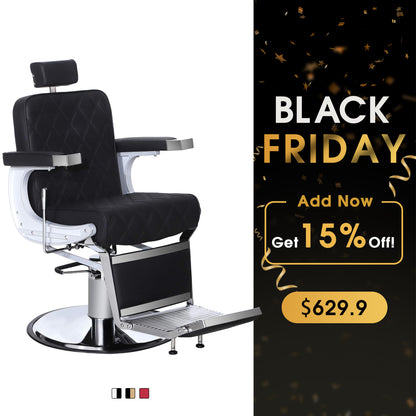 BarberPub Barber Chair for Hair Stylist, Reclining Barbershop Salon Chair 3825