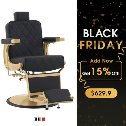 BarberPub Barber Chair for Hair Stylist, Reclining Barbershop Salon Chair 3825