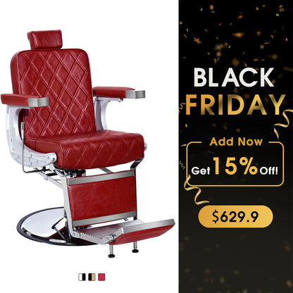 BarberPub Barber Chair for Hair Stylist, Reclining Barbershop Salon Chair 3825