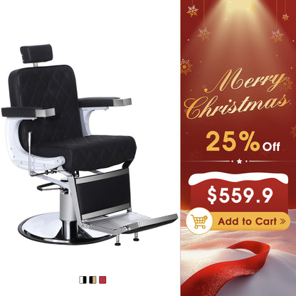 BarberPub Barber Chair for Hair Stylist, Reclining Barbershop Salon Chair 3825