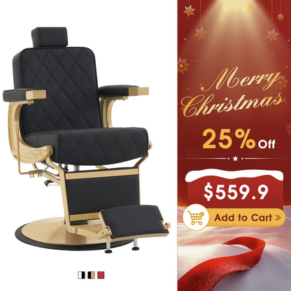 BarberPub Barber Chair for Hair Stylist, Reclining Barbershop Salon Chair 3825