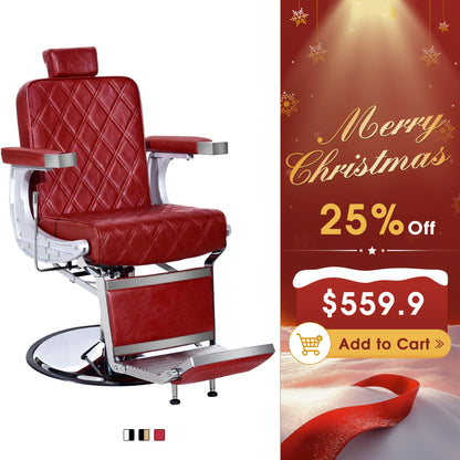 BarberPub Barber Chair for Hair Stylist, Reclining Barbershop Salon Chair 3825