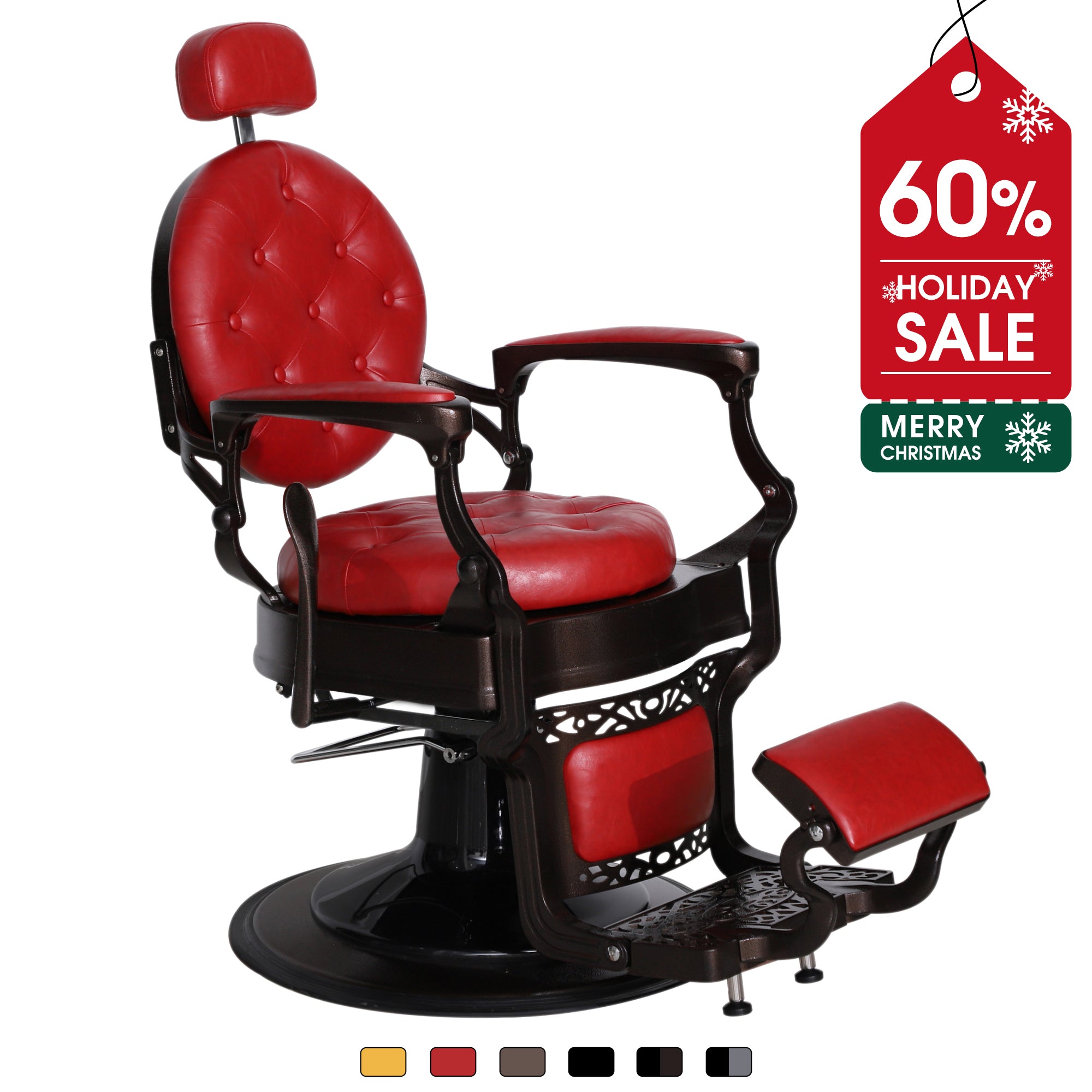 BarberPub Metal Vintage Barber Chair1, Reclining Barbershop Chair with Headrest 3849