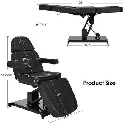 3 Motors Fully Adjustable Electric Facial Bed, Hydraulic Message Beauty Tattoo Chair with Thick Cushion 2782