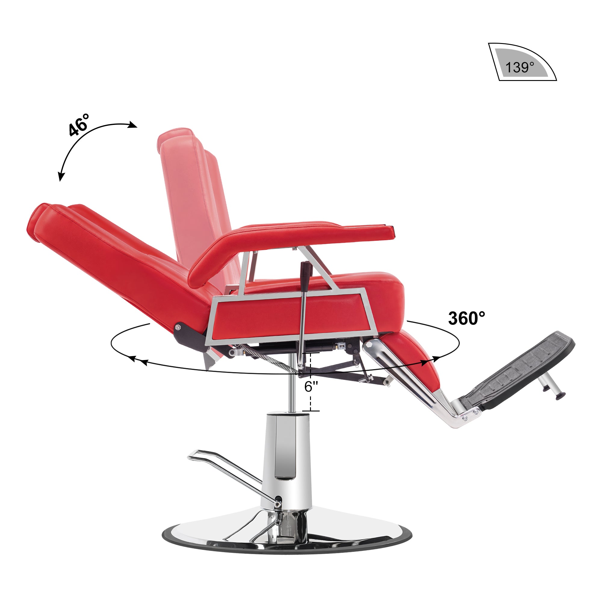 BarberPub All Purpose Barber Chair,Reclining Salon Styling Barbershop Equipment 2801