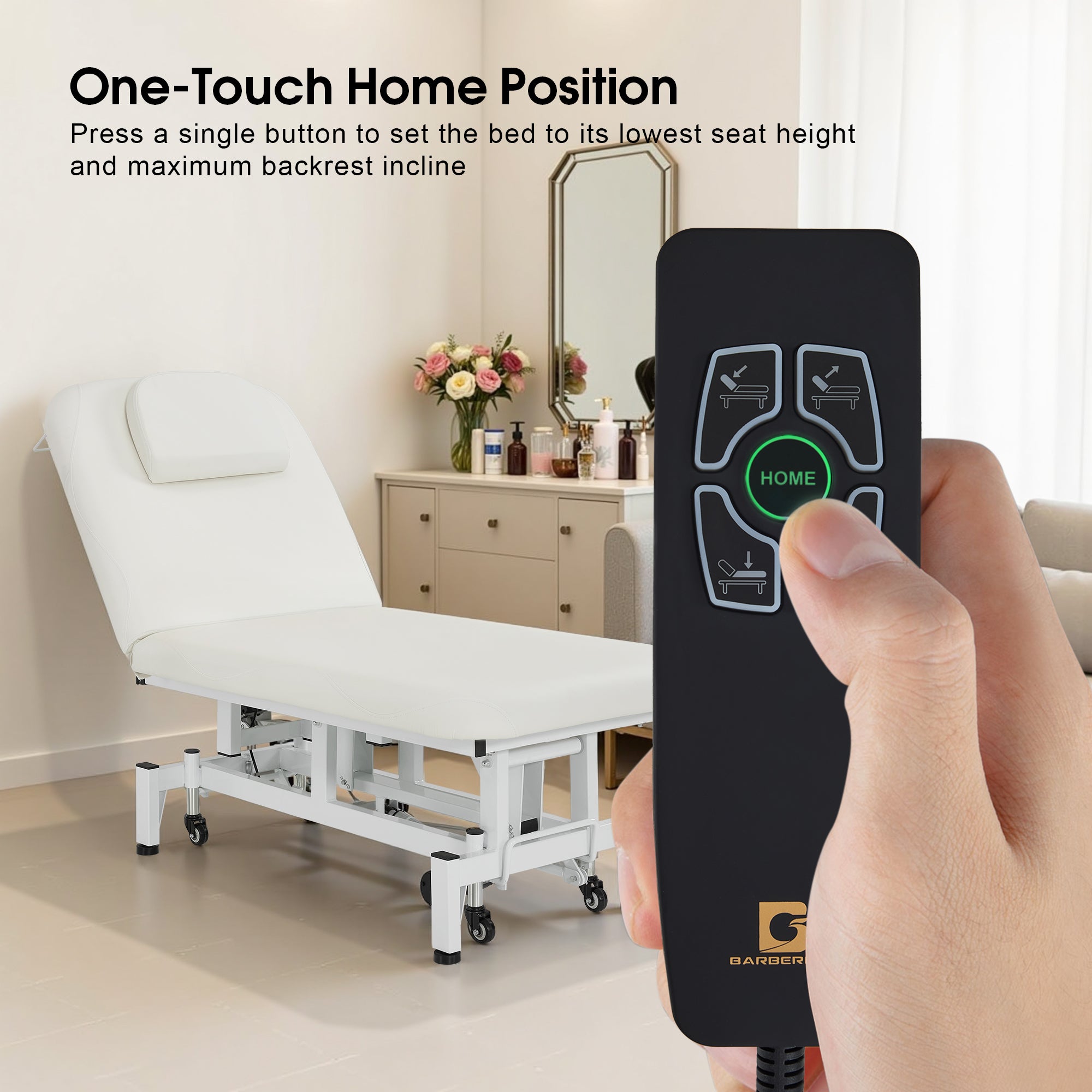 2 Motors Electric Facial Bed with Adjustable Height & Backrest, Rolling Message Tattoo Chair 2750