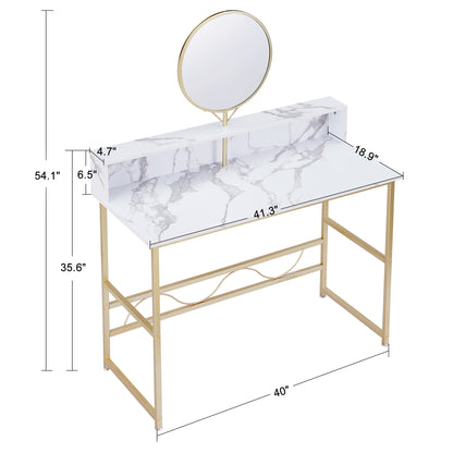 BarberPub Modern Vanity Desk, Makeup Table Dressing Table with Removable Mirror