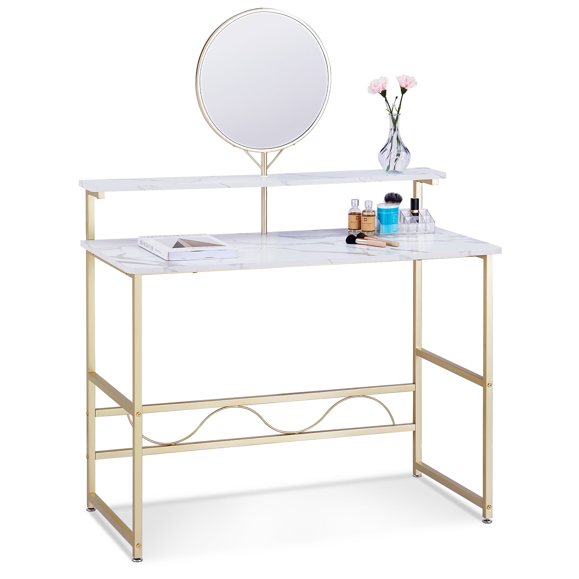 BarberPub Modern Vanity Desk, Makeup Table Dressing Table with Removable Mirror