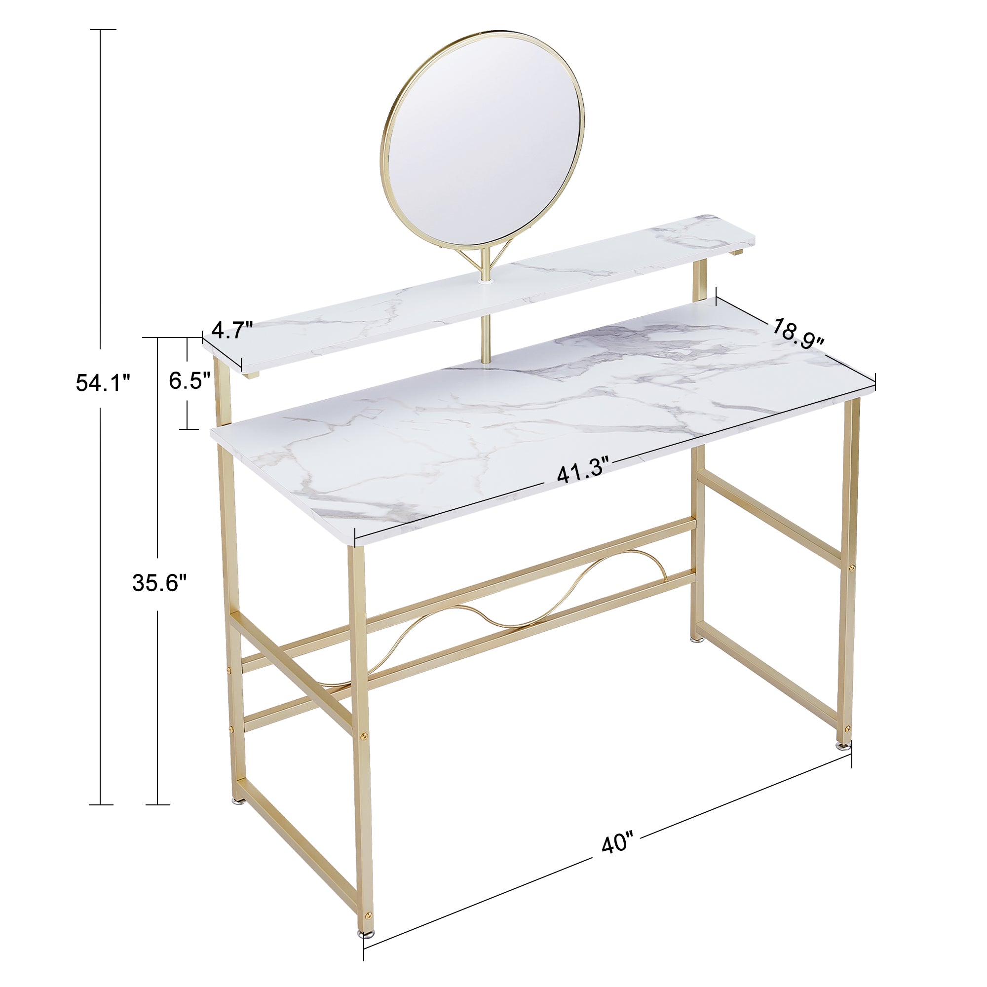 BarberPub Modern Vanity Desk, Makeup Table Dressing Table with Removable Mirror