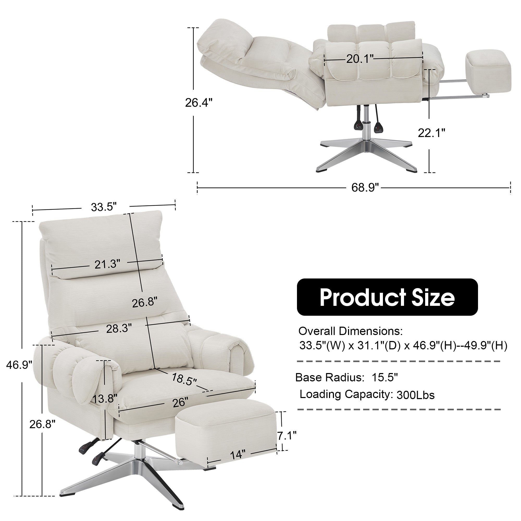 BarberPub Beauty Salon Chair, Adjustable Height, Reclining Esthetician Chair for Facial, Eyelash Extension, Tattoo – Model 8105/8129