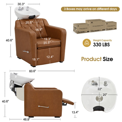 BarberPub Backwash Shampoo Chair and Bowl Set for Salon, 9064