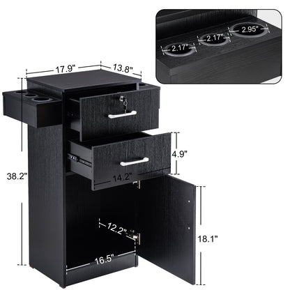 Modern Salon Station with Lockable Drawer & Cabinet, Storage Barber Cabinet for Hair Salon 2021