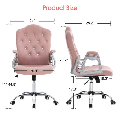 BarberPub Nail Adjustable Lumbar Support Work Chair, Cute Swivel Rolling Chair 3535