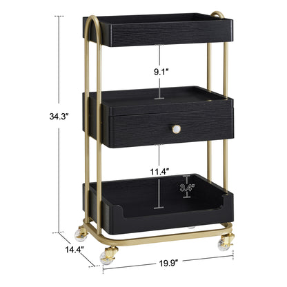 Salon Beauty Cart with Wheels & Drawer, SPA Storage Stylist Trolley with Shelves 2086