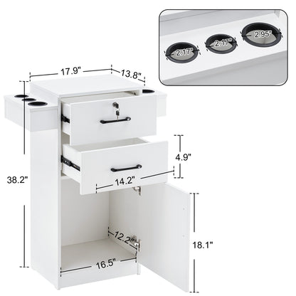 Modern Salon Station with Lockable Drawer & Cabinet, Storage Barber Cabinet for Hair Salon 2021