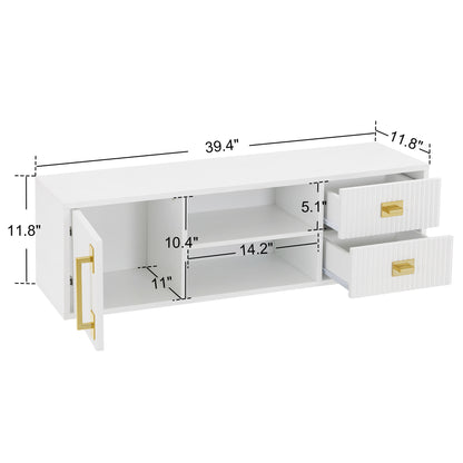 Modern Fluted Wall Mounted Barber Station for Storage, Salon Beauty Cabinet with Golden Handle 2504