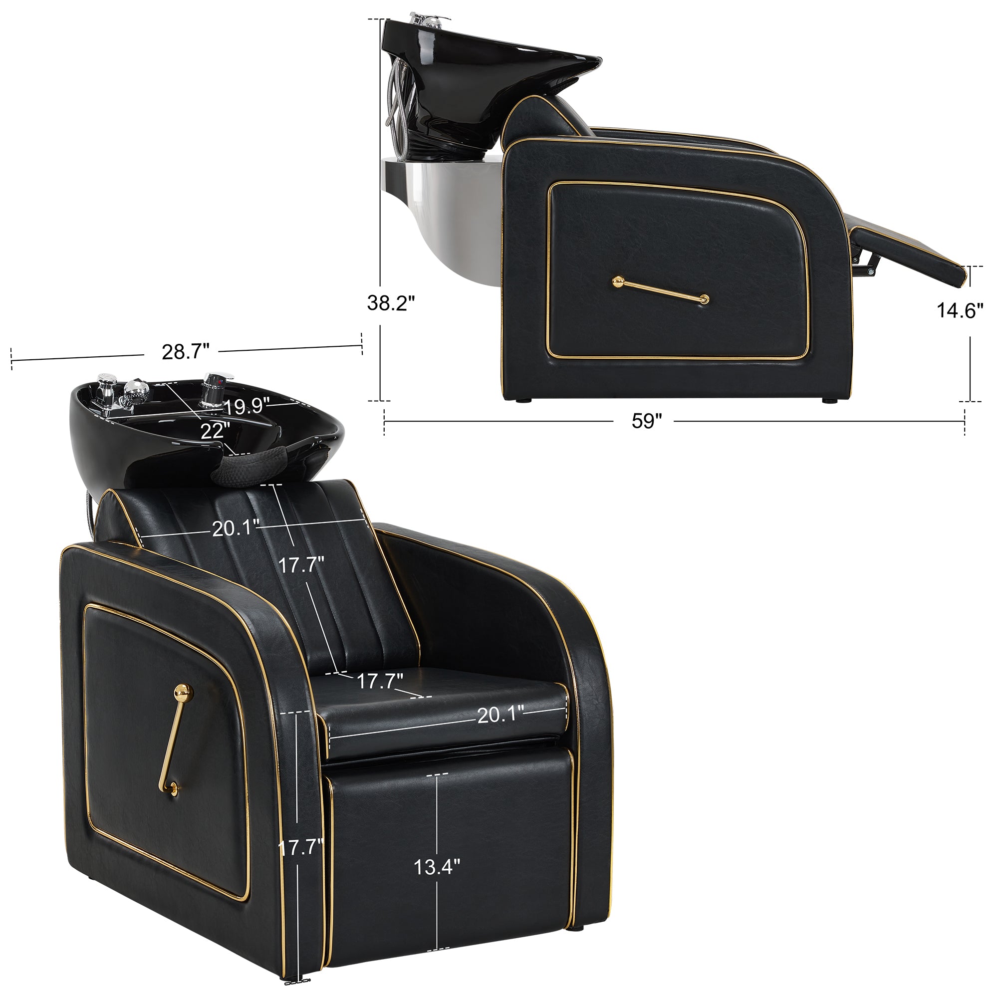 Salon & Barber Styling Chair 8885 with Hydraulic Base and Backwash