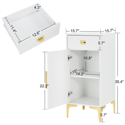 Stylish Fluted Free-Standing Barber Station for Storage, Salon Beauty Cabinet with Golden Handle 2027