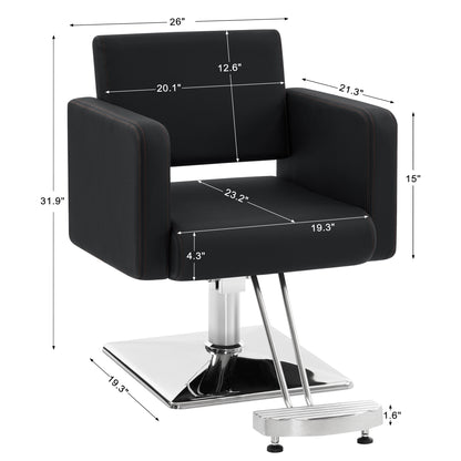 BarberPub Styling Salon Chair for Hair Stylist, Black Hydraulic Barber Chair 3805