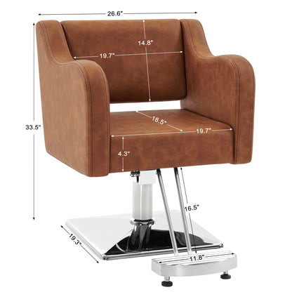 BarberPub Salon Chair for Hair Stylist, Hydraulic Barber Styling Chair Brown 3802