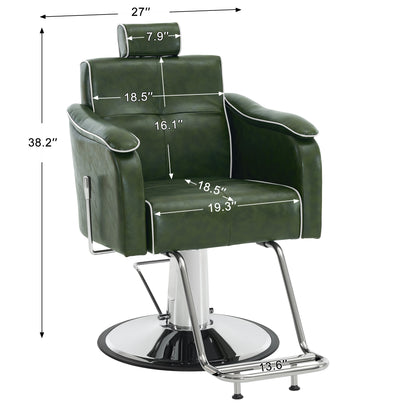 BarberPub Reclining Barber Chair for Hair Stylist, Hydraulic Hair Styling Salon Chair 9182