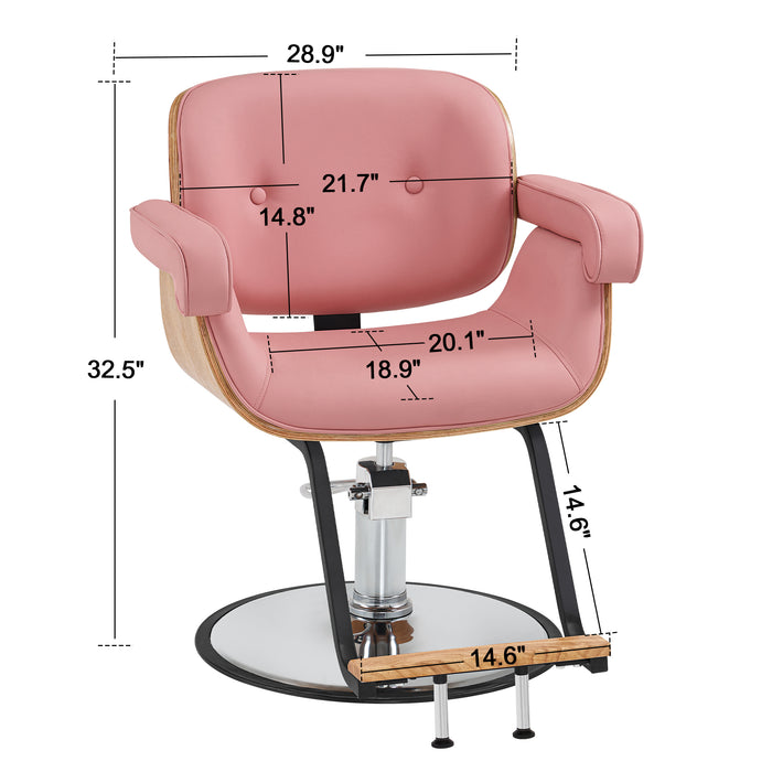 BarberPub Classic Modern Hydraulic Wooden Swivel Salon Chair for Hair Stylist Barber Home Beauty Spa Hair Styling Chair 9262