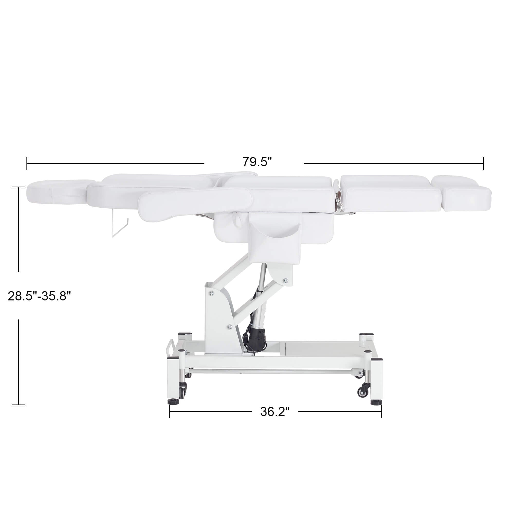 3 Motors Adjustable Electric Massage Beauty Bed, Spa Facial Chair with Foot Casters, PVC Leather 2754
