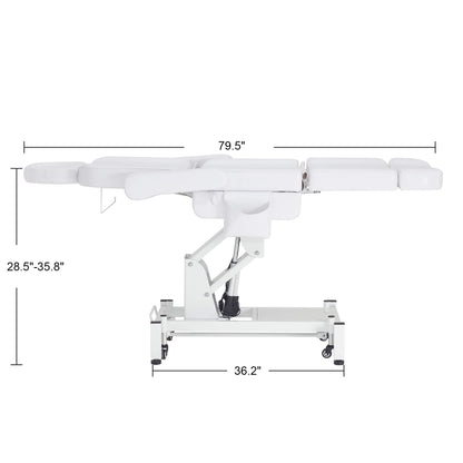 3 Motors Adjustable Electric Massage Beauty Bed, Spa Facial Chair with Foot Casters, PVC Leather 2754