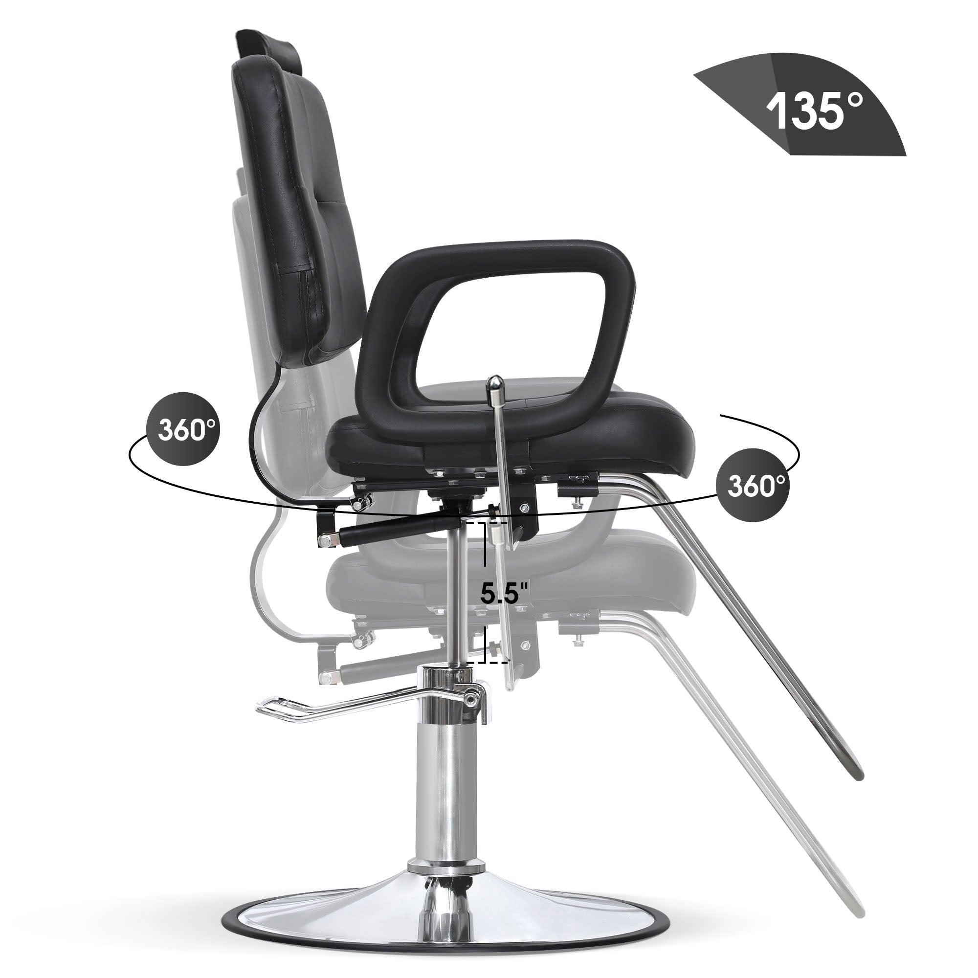 Barber Chair 2059 & Salon Mat 0020 Set - All Purpose Hydraulic Barber Chair with Ergonomic NBR Anti-Fatigue Barber Mat, Ideal for Stylists