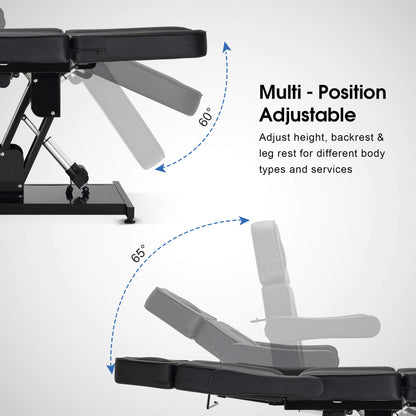 3 Motors Fully Adjustable Electric Facial Bed, Hydraulic Message Beauty Tattoo Chair with Thick Cushion 2782